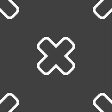 Cancel icon sign. Seamless pattern on a gray background. Vector Stock Illustration