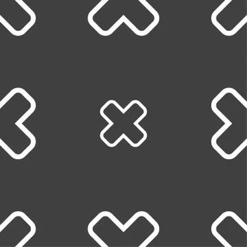 Cancel icon sign. Seamless pattern on a gray background. Vector Stock Illustration
