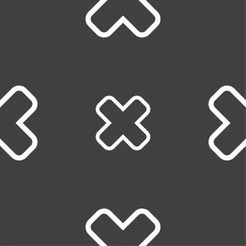 Cancel icon sign. Seamless pattern on a gray background. Vector 스톡 일러스트