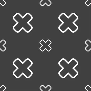 Cancel icon sign. Seamless pattern on a gray background. Vector 스톡 일러스트