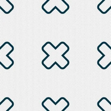 Cancel icon sign. Seamless pattern with geometric texture. Stock Illustration