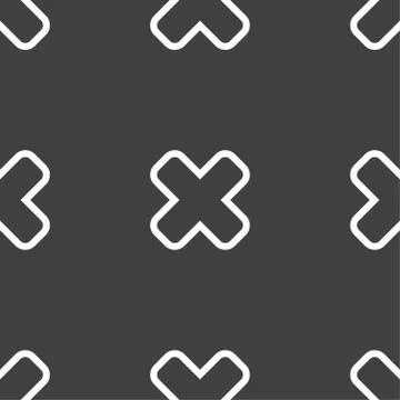 Cancel icon sign. Seamless pattern on a gray background. 스톡 일러스트