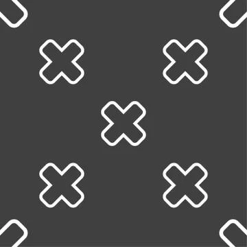 Cancel icon sign. Seamless pattern on a gray background. Illustrazione stock