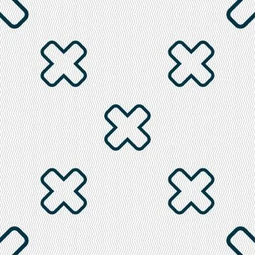 Cancel icon sign. Seamless pattern with geometric texture. Illustrazione stock