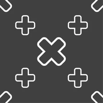 Cancel icon sign. Seamless pattern on a gray background. 스톡 일러스트