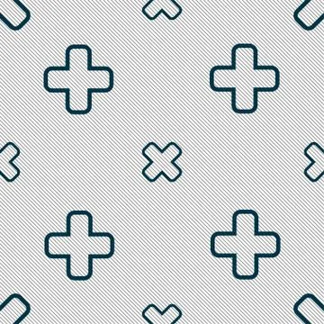 Cancel icon sign. Seamless pattern with geometric texture. Illustrazione stock