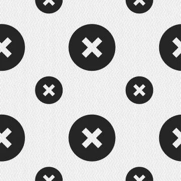 Cancel icon sign. Seamless pattern with geometric texture. Stock Illustration