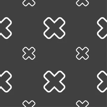 Cancel icon sign. Seamless pattern on a gray background. Illustrazione stock