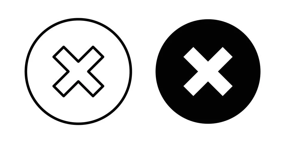 Cancel icon thin line and clipart style vector set Stock Illustration