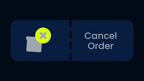Cancel Order Feature Button with Yellow X Mark Box Icon Stock Footage 334471414