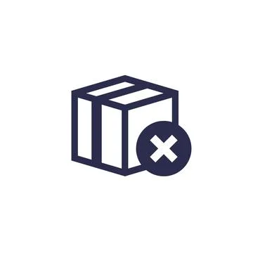 Cancel order icon with a parcel Illustrazione stock