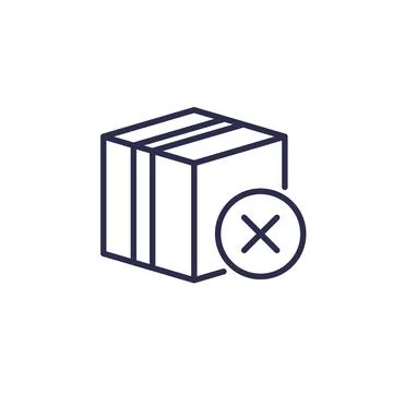 Cancel order line icon with a parcel イラスト素材