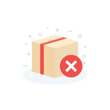 Cancel order vector icon with a parcel 库存插图