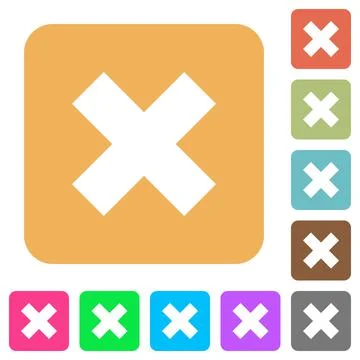 Cancel rounded square flat icons Stock Illustration