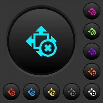 Cancel size dark push buttons with color icons Stock Illustration