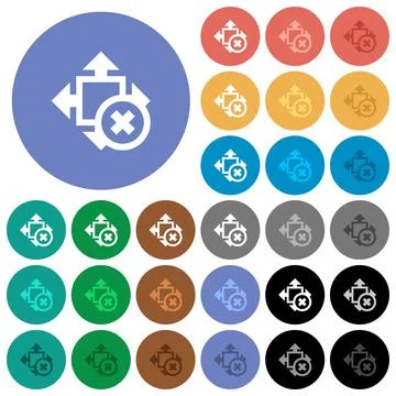 Cancel size round flat multi colored icons Stock Illustration