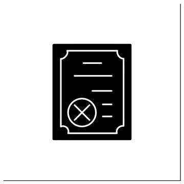 Canceled certificate glyph icon Stock Illustration