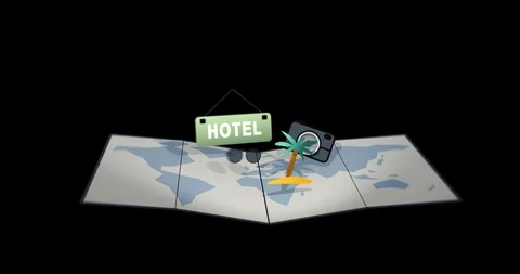 Canceled vacation during the crisis. Foldable world map opens and shows Stock Footage 128665388