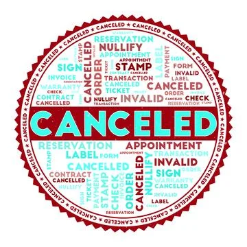 CANCELED word image. Canceled concept with word clouds and round text. Nice.. Stock Illustration
