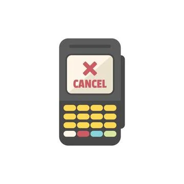 Canceling payment using pos terminal credit card reader machine Stock Illustration
