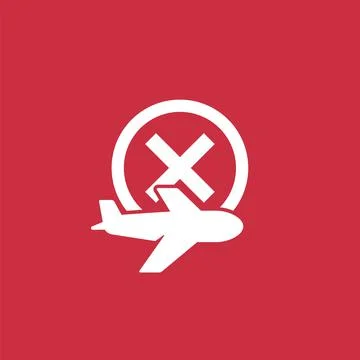 Cancelled flight icon, vector sign Stock Illustration