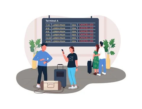 Cancelled flights 2D vector web banner, poster Illustrazione stock