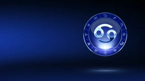 Cancer blue zodiacal symbol on mystic-styled background Stock Footage