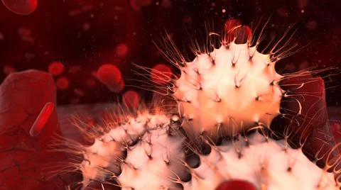 Cancer cell in human body causing tumors - 3D render Stock Illustration