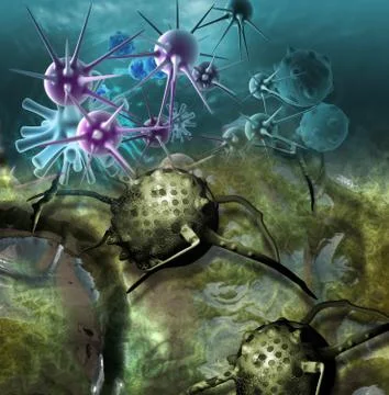 Cancer cell made in 3d software Stock-Illustration