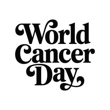 Cancer day typography featuring bold black lettering with a decorative swir.. Stock Illustration