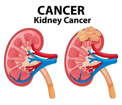 Cancer Development Process in Human Kidney: An Infographic Stock Illustration