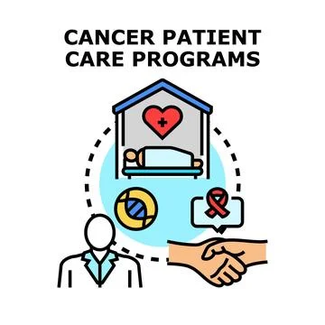 Cancer patient care programs delivering medical and emotional support Illustrazione stock