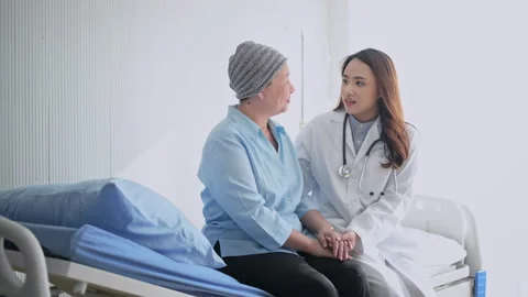 Cancer patient woman  visiting doctor Stock Footage
