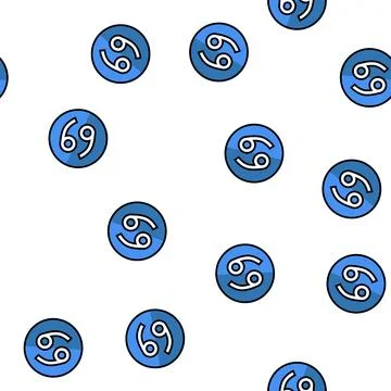 Cancer zodiac vector seamless pattern Stock Illustration