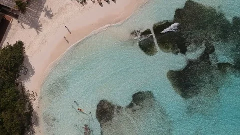 Cancun Beach, Drone flying overhead, Mexico Gulf, HD Drone Footage Stock Footage 94885667