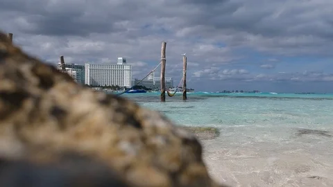 Cancun Beach, Hammock Bed, Oceans, HD Drone Footage Stock Footage 94885682