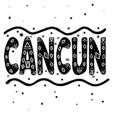 Cancun  - hand drawing, isolate, lettering. Stock Illustration