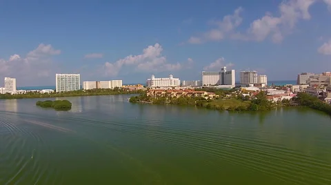 Cancun from Lagoon to Ocean Stock Footage 46766598