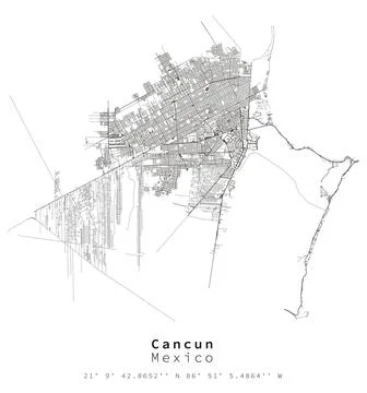 Cancun Mexico street map,vector image Stock Illustration