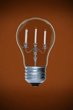 Candelabra inside light bulb Stock Photos