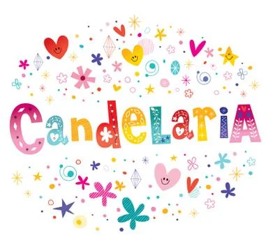 Candelaria name decorative lettering type design Stock Illustration