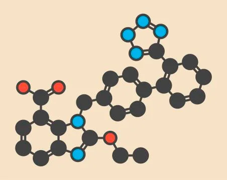 Candesartan molecule, illustration Stockillustratie
