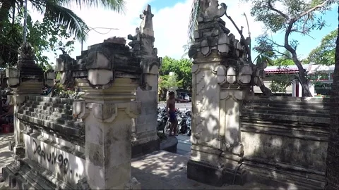 Candi Bentar or Split gateway Entrance, Kuta beach, Bali, Indonesia Stock Footage 303092667