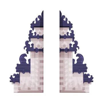 Candi Bentar or Split Gateway as Bali Traditional Cultural Attribute Vector Stock Illustration