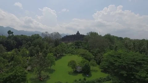 Candi Borobudur Temple Drone View Stock Footage