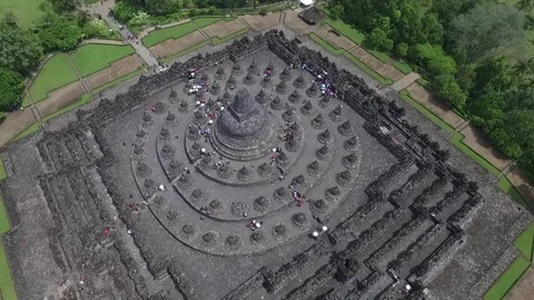Candi borobudur temple drone view Stock Footage 79019992