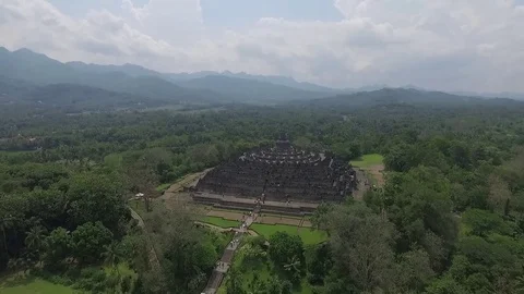 Candi borobudur temple drone view 2 Stock Footage 79020017