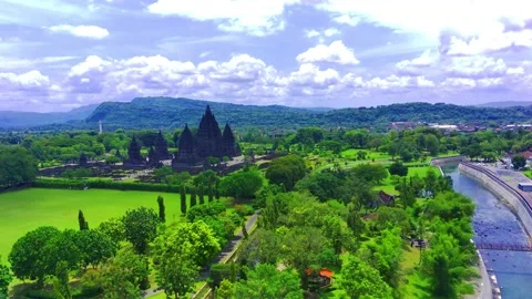 Candi Prambanan or Prambanan Temple, Hinduism Temple in Central Java. Indonesia Stock Footage 230154792