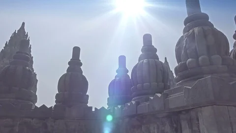 Candi Sewu Temple Complex of Prambanan in Central Java, Indonesia Stock Footage 77488224