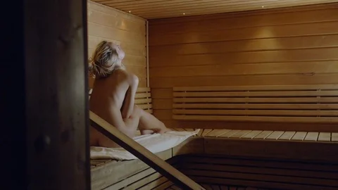 Candid shot of Nude Woman in Sauna 4k | Stock Video